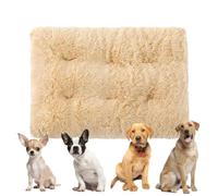 YPDOPORA Panier pour Chien en Mousse À Mémoire De Forme, Panier Rectangulaire en Peluche Moelleuse pour Chiot, Panier Lavable pour Chien avec Fond Antidérapant,Beige,S