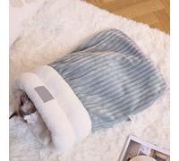 YPDOPORA Sac De Couchage pour Chat, Lit en Peluche Doux Et Enveloppant À 360°, Lit Auto-Chauffant pour l'hiver, Sac De Couchage Doux Et Moelleux pour Chats D'intérieur,Gris,M