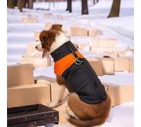 YPDOPORA Veste De Neige Douce pour Petit Chien pour l'hiver, Manteaux pour Chiens pour Grands Chiens d'hiver Imperméables, Manteau d'hiver pour Chiens avec Anneau en D,Orange,5XL