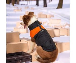 YPDOPORA Veste De Neige Douce pour Petit Chien pour l'hiver, Manteaux pour Chiens pour Grands Chiens d'hiver Imperméables, Manteau d'hiver pour Chiens avec Anneau en D,Orange,3XL