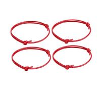 Yphzmtz Lot de 4 bracelets Kabbale rouges réglables en corde - Bracelet tibétain pour homme et femme - Protection et énergie positive