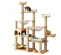 YPIOUREN Arbre À Chat avec Niches et Griffoirs, Conçu pour Les Grands Chats (Type Maine Coon)(Yellow Rope,110x48x177cm/43.31x18.9x69.69in)