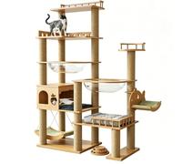 YPIOUREN Arbre À Chat avec Niches et Griffoirs, Conçu pour Les Grands Chats (Type Maine Coon)(Yellow Rope,110x48x188cm/43.31x18.9x74.02in)