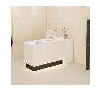 YPIOUREN Bureau D'ordinateur,comptoir De Vente Au Détail Moderne,Comptoir De Réception, Table De Réception Moderne avec Tiroir, for Salon, Hall D'entrée, Magasin(White,Left_100CM/39.3IN)