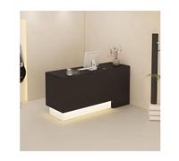 YPIOUREN Bureau D'ordinateur,comptoir De Vente Au Détail Moderne,Comptoir De Réception, Table De Réception Moderne avec Tiroir, for Salon, Hall D'entrée, Magasin(Black,Left_140CM/55.1IN)