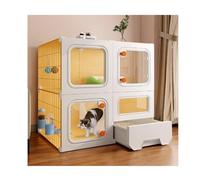 YPIOUREN Cage for Chat D'intérieur en Plastique Épais Et Résine, avec Bac À Litière Et Serrure, Cage Intégrée avec Toilettes, Enclos for Chat DIY Cat Villa, Facile À Installer(Yellow,70 * 45 * 70cm)