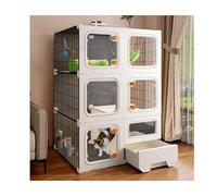 YPIOUREN Cage for Chat D'intérieur en Plastique Épais Et Résine, avec Bac À Litière Et Serrure, Cage Intégrée avec Toilettes, Enclos for Chat DIY Cat Villa, Facile À Installer(Gray,70 * 45 * 105cm)