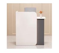 YPIOUREN Comptoir D'accueil Moderne, Petit Comptoir For Petits Espaces, Avec Panneau De Confidentialité Incurvé Et Bande Lumineuse LED, Comptoir D'accueil, For Hall D'entrée, Salon(White+gray,120cm/47