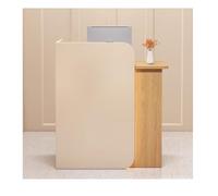 YPIOUREN Comptoir D'accueil Moderne, Petit Comptoir For Petits Espaces, Avec Panneau De Confidentialité Incurvé Et Bande Lumineuse LED, Comptoir D'accueil, For Hall D'entrée, Salon(Yellow+wood,100cm/3