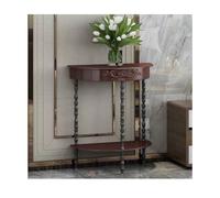 YPIOUREN Console Métallique, Table D'entrée Demi-Ronde, Idéale for Le Salon,Le Hall D'entrée Ou Une Décoration De Style Campagnard.(Brown,Bamboo-Jointed Legs)