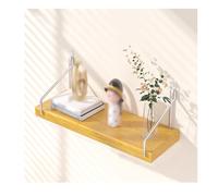 YPIOUREN Étagères Murales Décoratives en Métal, Étagères D'exposition, Petite Étagère Murale, for Salon, Salle De Bain, Chambre, Cuisine, Étagère sans Perçage(Wood,30CM/11.8IN_15CM/5.9IN)