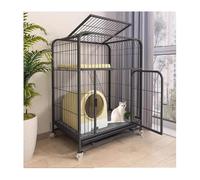 YPIOUREN Maisons Robustes for Chats D'intérieur, Parc for Animaux De Compagnie, Grande Cage À Chat sur Roues Verrouillables, Parc for Chat en Métal À Monter Soi-même, for Furet(Black,78 * 55 * 137cm)
