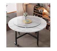 YPIOUREN Table À Manger Ronde Extensible avec roulettes, Table Pliante Ronde Mobile, for La Cuisine Et Les Fêtes(White C,160cm)