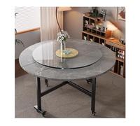 YPIOUREN Table À Manger Ronde Extensible avec roulettes, Table Pliante Ronde Mobile, for La Cuisine Et Les Fêtes(Gray C,130cm)