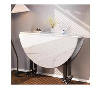 YPIOUREN Table À Manger Ronde Extensible avec roulettes, Table Pliante Ronde Mobile, for La Cuisine Et Les Fêtes(White A,130cm)