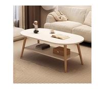 YPIOUREN Table Basse Ovale, Table Basse Ovale À 2 Niveaux avec Rangement, Mesa De Centro Para Sala, for Chambres À Coucher, Appartements(White,80 * 40 * 42cm)
