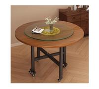 YPIOUREN Table De Cuisine Convertible À Abattants, Tablede Salle A Manger Ronde Pliante, Tables De Salle À Manger Pliantes en Bois, for Cuisine/Salle À Manger De Petite Taille(Wood C,120cm)