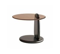 YPIOUREN Tables De Salon, Table Basse en Verre Trempé, Table Basse Gigogne Moderne, Plateau Rond en Verre Et Base en Bois, for Chambre À Coucher(Brown Glass Black Legs 50cm/19.7in)