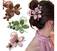 Ypkia Lot de 3 barrettes à cheveux en forme de fleurs - Taille moyenne - 8 cm - Colorées - Pour femmes et filles - Pour cheveux épais et fins