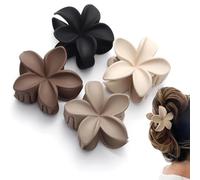 Ypkia Lot de 4 barrettes à cheveux en forme de fleur - Grand ensemble mat - Pour femme - Accessoires de cheveux épais et fins