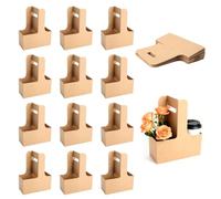 YPLANGENT Porte-Gobelet en Carton Pliable - 2 Tasses, Écologique et Résistant, Porte-Gobelet Pratique pour Café, Restaurant, Bar, 12 Pièces