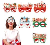 Yplkm Cadre de Lunettes de Noël - 2025 Renne Et Père Noël - 6 Pièces Cadres De Lunettes Mignons Pour Pour Fêtes - Pour Adultes Femmes Garçons Filles Fêtes Événements Sacs Cadeaux Défilés Festivités