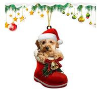 Yplkm Décorations De Noël pour Chiens | Pendentif de Noël en Acrylique,Décoration de Fête Saisonnière 2D pour Arbre de Cheminée Voiture Fenêtre