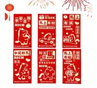 Yplkm Enveloppes Rouges Du Nouvel An 2026 Cheval,6 Pièces Enveloppes Nouvel An Chinois | Pochettes du An Chinois - Pour Amis Famille Collègues Voisins Grands-Parents Parents