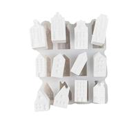 Yplkm Petits Moules Maison en Silicone | Moules à Bougies Petites Maisons - Moule Silicone Réutilisable 12 Cavités - Pour Bougie Ciment Plâtre Résine Décoration Maison Projet Artisanal