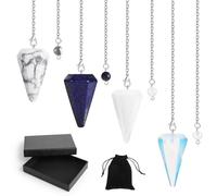 YPLonon 4Pcs Pendule Divinatoire de Radiesthésie Pendule Hexagonale en Cristal avec Chaîne Pendules en Pierre Naturelle pour la Divination Méditation l'équilibre et Radiesthésie