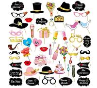 YPLonon 53 Pièces Accessoires pour Photobooth de Mariage Photo Booth Props Photobooth Bapteme pour Fête de Célibataire Fiançailles Douche de la Mariée Décoration