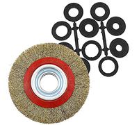 YPLonon Brosse Métallique Meuleuse Ronde Brosse Circulaire en Acier Diamètre 147mm avec 10 Anneaux Adaptateurs pour Touret à Meuler, Meuleuse d'établi, Poncer/Nettoyer/Meuler/Décaper