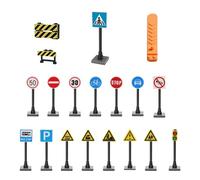 YPLonon Jeu de Panneaux de Signalisation de Routière Blocs de Construction en Plastique Road Sign Set Jouets de Feux de Circulation pour Enfants à Partir de 2 Ans l'éducation Préscolaire - 18 PCS