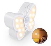 YPLonon Lampe de Nuit Detecteur de Mouvement LED Papillon Veilleuse | Rechargeable Applique Murale Sans Fil Applique Murale avec Fonction ON/OFF/Auto pour Chambre, Couloir, Escalier