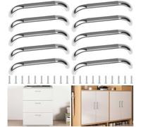 YPLonon Lot de 10 poignées de placard de cuisine en nickel brossé de 102 mm, poignées de porte de placard argentées 96 mm d'écart entre les trous pour salle de bain, chambre à coucher, cuisine