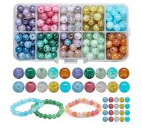 YPLonon Perle de Verre Rondes 8MM Craquelé Assortiment Des Billes de Cristal avec Trou Colorées Perles en Vrac Naturelles pour Bracelet la fabrication de Bijoux Collier Boucles d'Oreilles - 200PCS