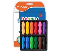 YPLUS Crayons de Cacahuètes pour Les Tout-Petits, 12 Crayon de Couleurs Enfants Non Toxiques, Faciles à Tenir, Lavables Et Sûrs pour Les Tout-Petits, Fournitures d'Art à Colorier