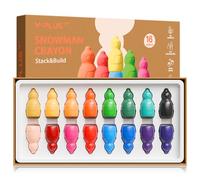 YPLUS Crayons de Cire Empilables Bonhomme de Neige - 16 Couleurs Vives, Crayons Jumbo Épais Lavables et Non Toxiques (Dès 1 An). Kit de Coloriage Idéal pour Tout-Petits de 1 à 4 Ans.
