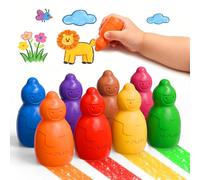 YPLUS Crayons de Cire Empilables Bonhomme de Neige - 8 Couleurs Vives, Crayons Jumbo Épais Lavables et Non Toxiques (Dès 1 An). Kit de Coloriage Idéal pour Tout-Petits de 1 à 4 Ans.