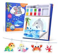 YPLUS Livre de Coloriage à l'Eau pour Enfants 3-6 Ans - Livre de Peinture avec 8 Couleurs & Effet Magique - Livre de Loisirs Créatifs avec Stylo à Eau, Bricolage dès 4 Ans, Thème Animaux Marins