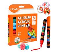 YPLUS Marqueurs Ensemble de Feutres Acryliques, Marqueur de Peinture Acrylique pour Coloriage, Feutre de Dessin, Marker Acrylique - 8 Couleurs