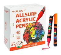 YPLUS Marqueurs Ensemble de Feutres Acryliques, Marqueur de Peinture Acrylique pour Coloriage, Feutre de Dessin, Marker Acrylique - 40 Couleurs