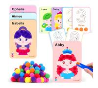 YPLUS Pom Pom Art Kit Pompon Enfant, Loisirs Créatifs, Princesse, 3 Ans | Activité Manuelle Idéale pour Développer la Motricité Fine, Bricolage Créatif et Éducatif pour Enfant