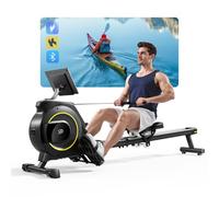 YPOO Rameur Pliable Appartement, Magnétique Rameur Musculation avec 16 Niveaux de Résistance, Rowing Machine Rails Doubles Améliorés, Silencieux, APP& Écran LCD,Capacité Max160KG, Rangement Vertical