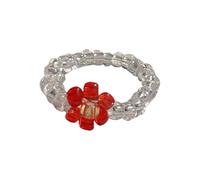 YPREWY Bagues élégantes en perles avec élastique pour s'adapter aux tailles de doigts polyvalentes, fleur sophistiquée, idéale pour une tenue décontractée et élégante, taille unique, Comme décrit