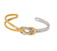 YPREWY Bracelet en acier inoxydable avec nœud symbolique - Ouverture réglable - Bijoux pour femmes et hommes - Accessoire tendance - Bracelet contemporain, taille unique, Comme décrit