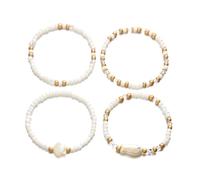 YPREWY Bracelets extensibles sur le thème de la plage en céramique avec perles de coquillage de poisson faites à la main, bijoux empilables cadeaux pour femmes, taille unique, Comme décrit
