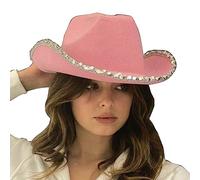 YPREWY Chapeau de cowgirl occidental pour femme, cosplay, cow-boy, enterrement de vie de jeune fille, couvre-chef, accessoires de tête à large bord, protection solaire, cowboy