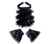 YPREWY Ensemble de faux col et poignets en dentelle détachable Jabot Renaissances pour tenues historiques et thématiques Accessoire élégant pour le cou, Combinaison noire, taille unique