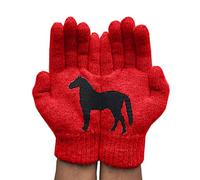 YPREWY Gants pour femme motif cheval de dessin animé pour l'automne et l'hiver en tricot extensible pour conduite en plein air cyclisme mitaines courtes chauffe-mains pour femmes gants d'hiver